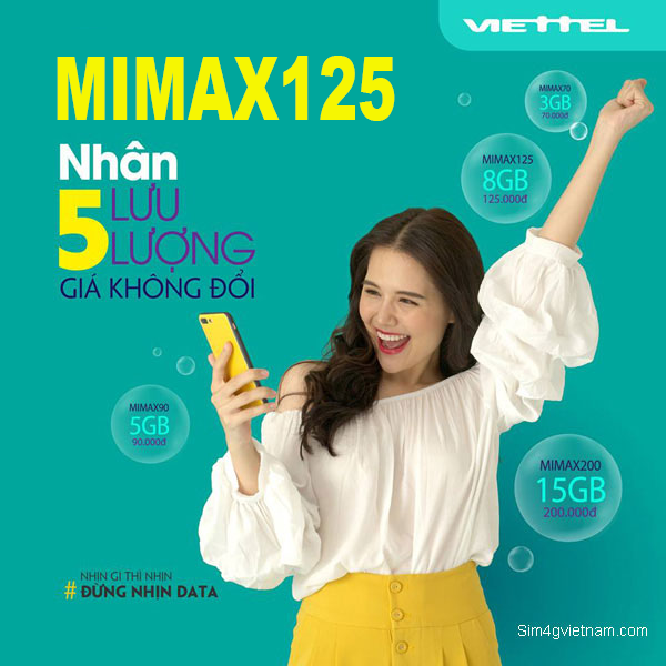Gói MIMAX125 Viettel ưu đãi 8GB giá chỉ 125k/tháng