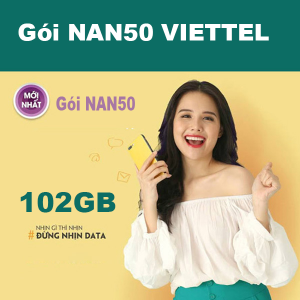 Gói NAN50 Viettel ưu đãi 102GB giá 50k/tháng tại Nghệ An
