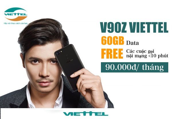Gói V90Z Viettel ưu đãi 30GB + 20 phút/cuộc nội mạng 90k/tháng