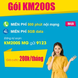 Gói KM200S Viettel ưu đãi 5GB + 500 phút thoại nội mạng giá chỉ 200k/tháng