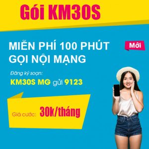 Gói KM30S Viettel ưu đãi 100 phút thoại nội mạng giá chỉ 30k/tháng