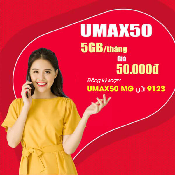 Gói UMAX50 Viettel ưu đãi 5GB Data tốc độ cao chỉ 50.000đ