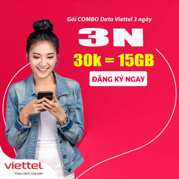 Gói 3N Viettel nhận 15GB + Gọi thoại + SMS + Free gói TV360 Basic