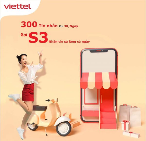 Gói S3 Viettel ưu đãi 300 SMS nội mạng giá chỉ 3.000đ