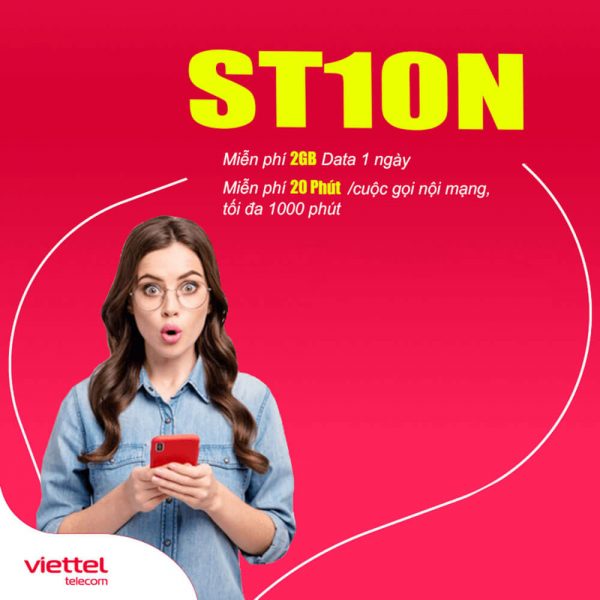 Gói ST10N Viettel ưu đãi 2GB + Free gọi nội mạng dưới 20 phút