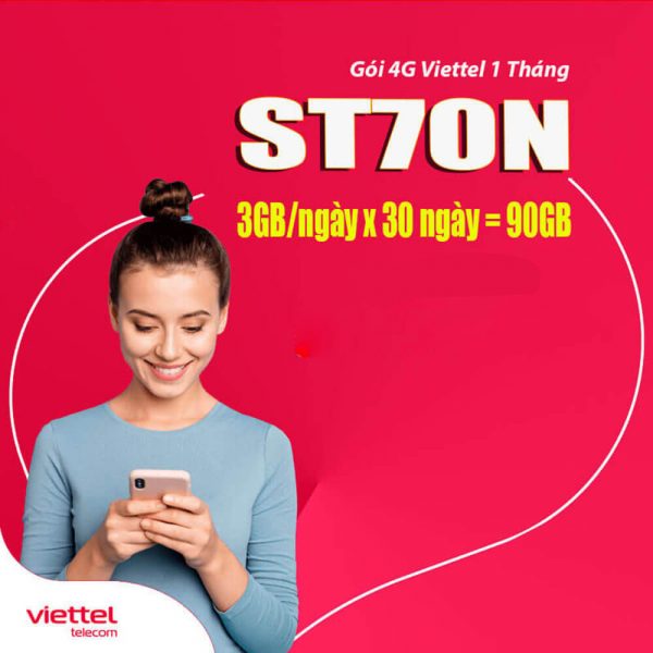 Gói ST70N Viettel ưu đãi 90GB Data tốc độ cao chỉ 70.000đ